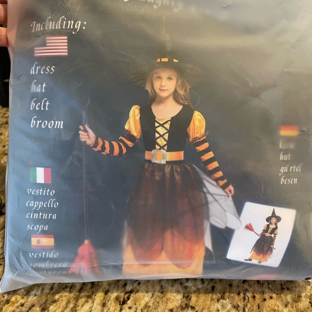 Little Naughty Orange Witch Halloween Costume. NWT